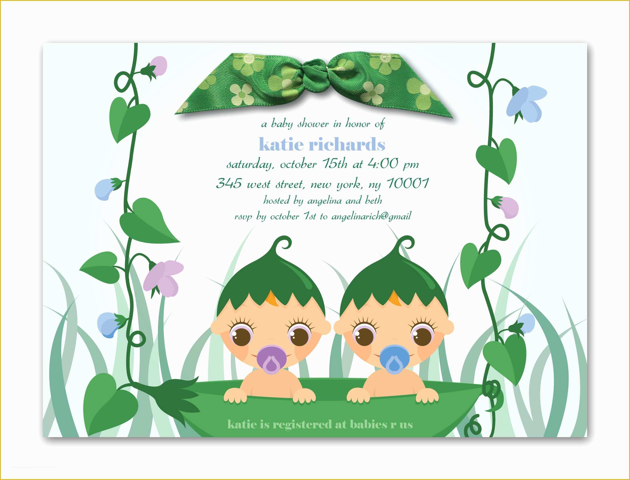 Twin Baby Shower Invitations Templates Free Of Twin Baby Shower Invitations