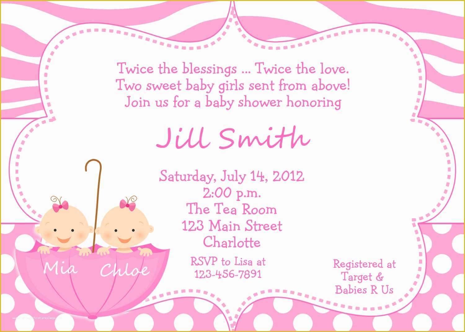 Twin Baby Shower Invitations Templates Free Of Twin Baby Shower Invitations to Announcement Of New Twin