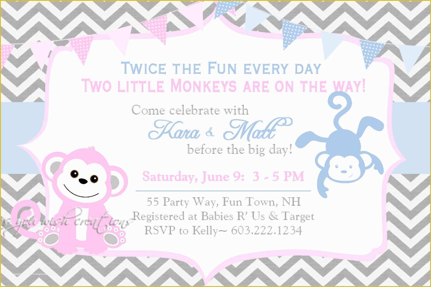 Twin Baby Shower Invitations Templates Free Of Twins Baby Shower Wording Invitation • Baby Showers Ideas