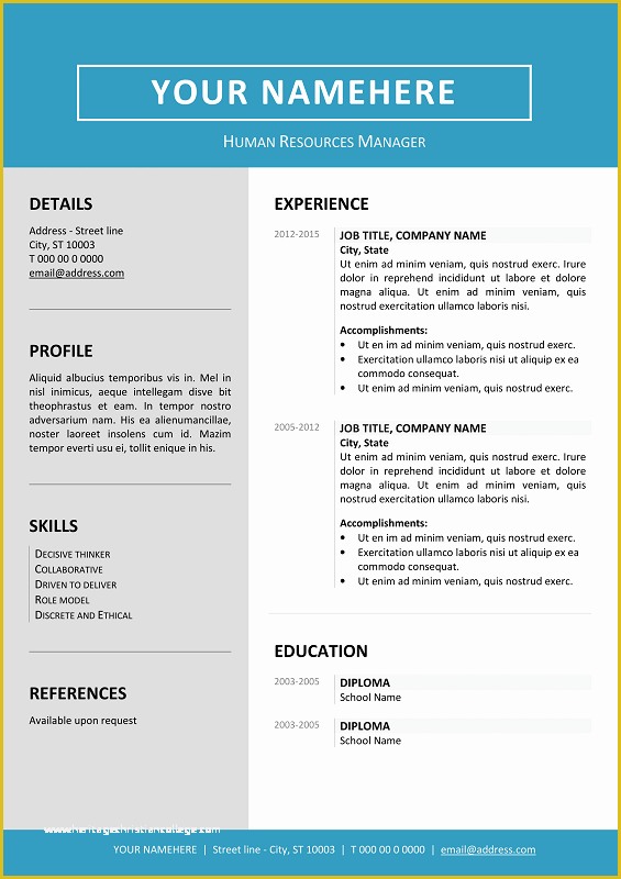 Two Column Resume Template Word Free Of Jordaan Clean Resume Template