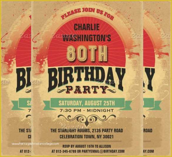 Typography Invitation Template Free Of 26 80th Birthday Invitation Templates – Free Sample