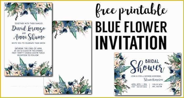 Typography Invitation Template Free Of Blue Free Printable Invitation Templates Paper Trail Design