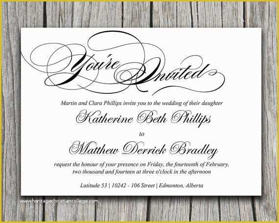 Typography Invitation Template Free Of Calligraphy Wedding Invitation Template Black White