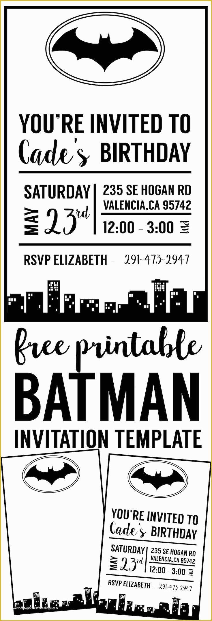 Typography Invitation Template Free Of Free Batman Invitation Template Paper Trail Design