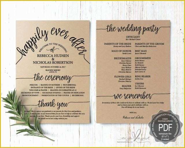 Typography Invitation Template Free Of Wedding Program Pdf Card Template Instant Download