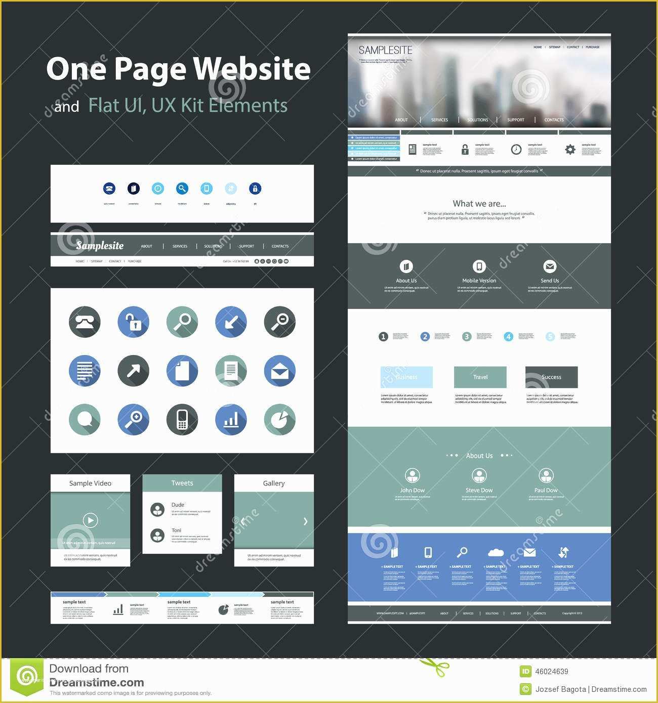 Ui Design Templates Free Of E Page Website Design Template and Flat Ui Ux Elements