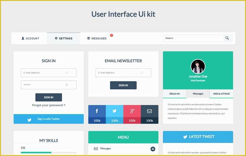 Ui Design Templates Free Of User Interface Kit A Flat Bootstrap Responsive Web