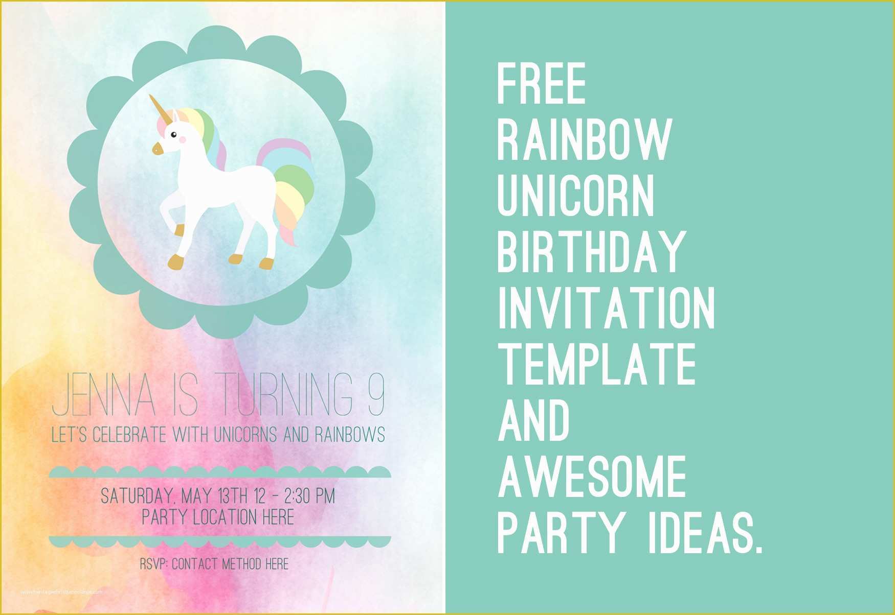 Unicorn Party Invitations Free Template Of A Unicorn and Rainbow Birthday