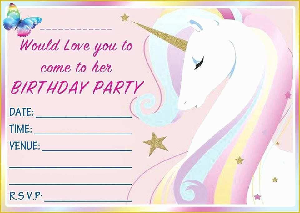 Unicorn Party Invitations Free Template Of Free Free Birthday Party 
