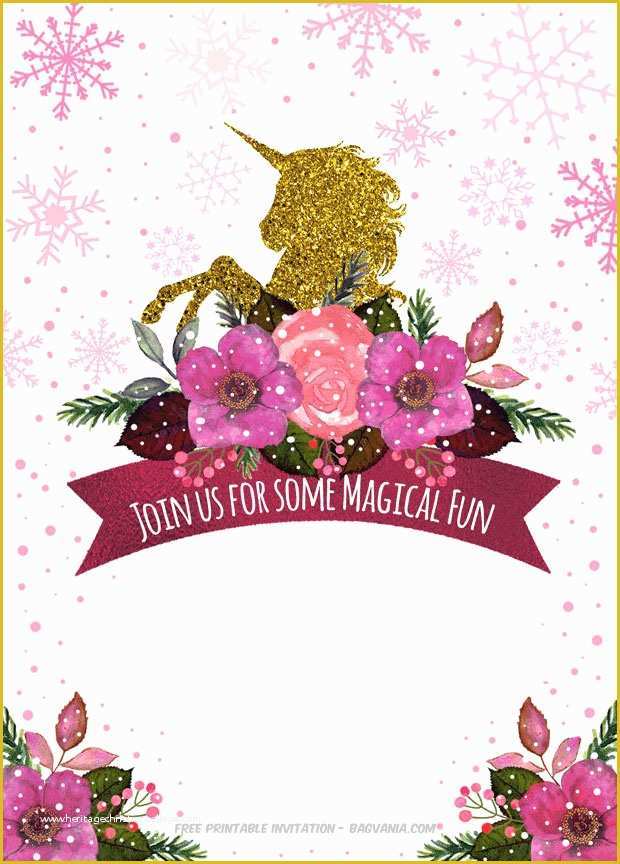 Unicorn Party Invitations Free Template Of Free Printable Golden Unicorn Birthday Invitation Template