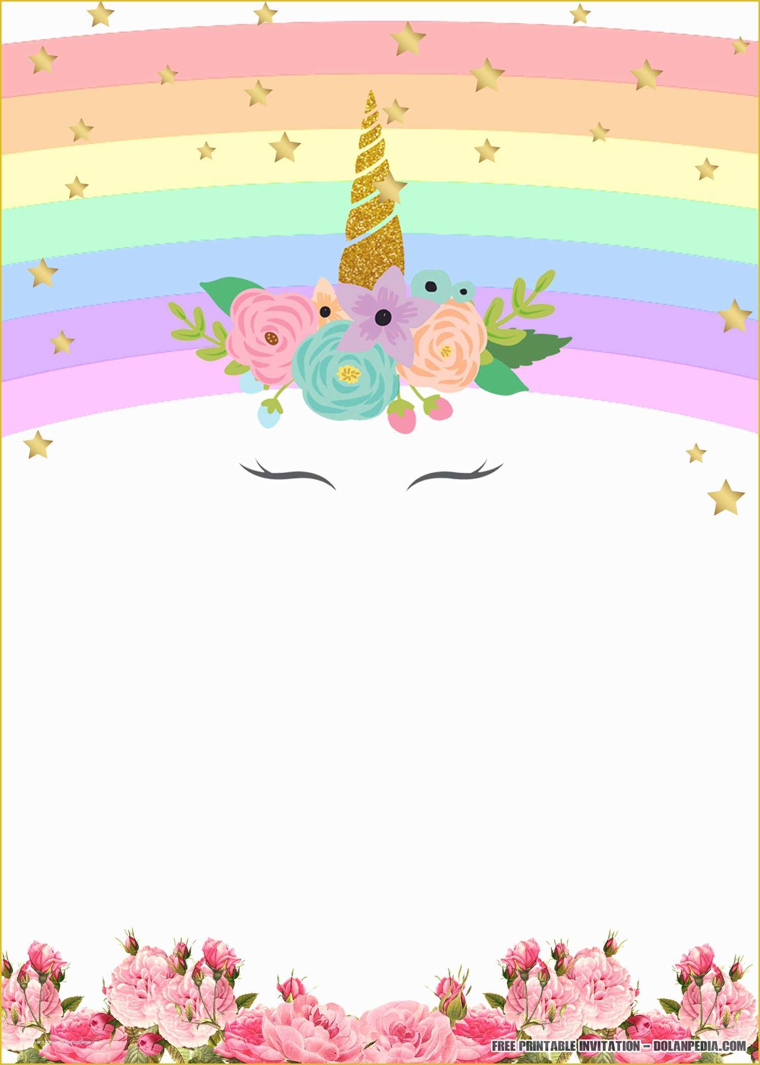Girls Party Invitations FREE Printable Golden Unicorn Birthday Invitation  Template Free Printable Unicorn Birthday Templates, image size:1500x2100