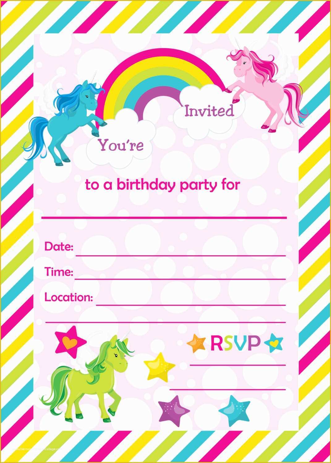 Unicorn Party Invitations Free Template Of Free Printable Golden Unicorn Birthday Invitation Template
