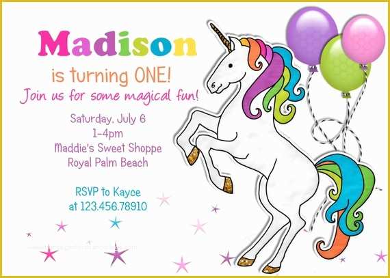 Unicorn Party Invitations Free Template Of Items Similar to Rainbow Unicorn Birthday Invitation