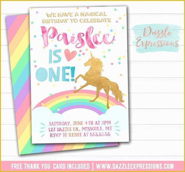Unicorn Party Invitations Free Template Of Printable Rainbow Unicorn Birthday Invitation Watercolor