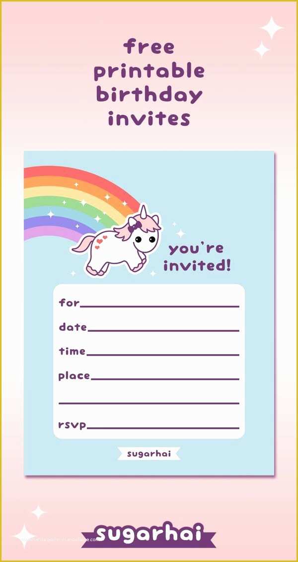 Unicorn Party Invitations Free Template Of Rainbow Unicorn Birthday Invitations Pinterest