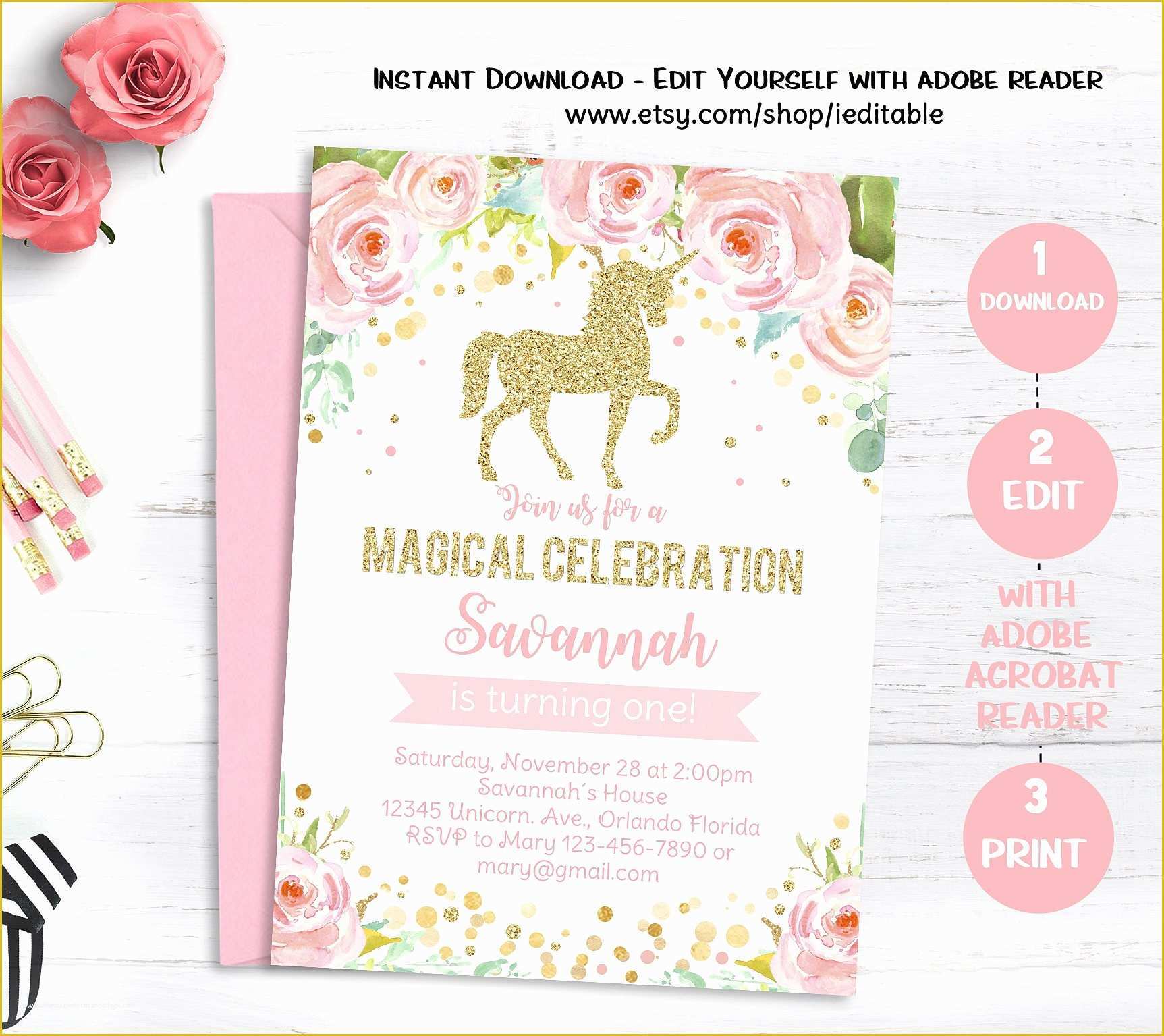 Unicorn Party Invitations Free Template Of Unicorn Birthday Invitation Magical Unicorn Invite Floral