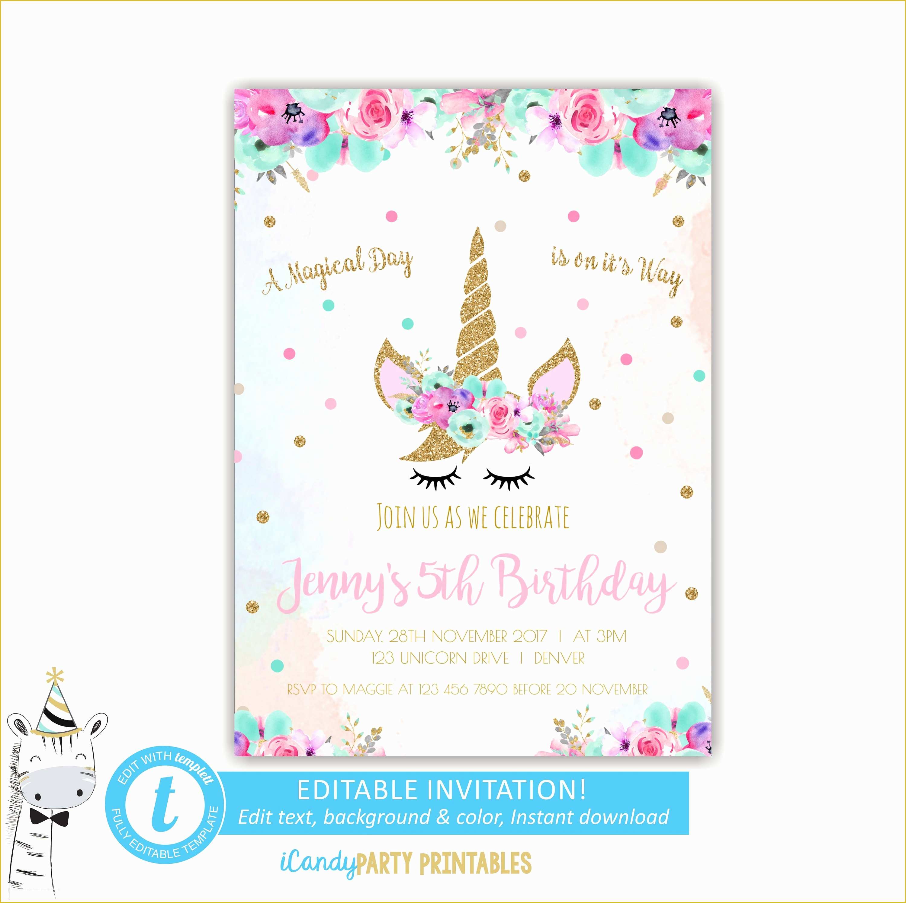 Unicorn Party Invitations Free Template Of Unicorn Face Invitations Unicorn Birthday Invitation Unicorn