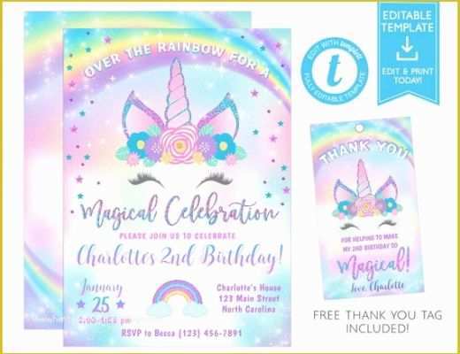 Unicorn Party Invitations Free Template Of Unicorn Invitation Unicorn Birthday Invitation Template