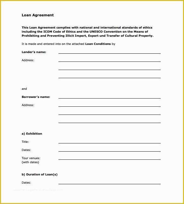Unsecured Loan Agreement Template Free Of 10 Sample Standard Loan Agreement Templates