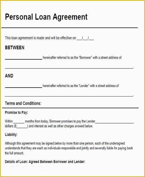 Unsecured Loan Agreement Template Free Of 46 Agreement form Sample