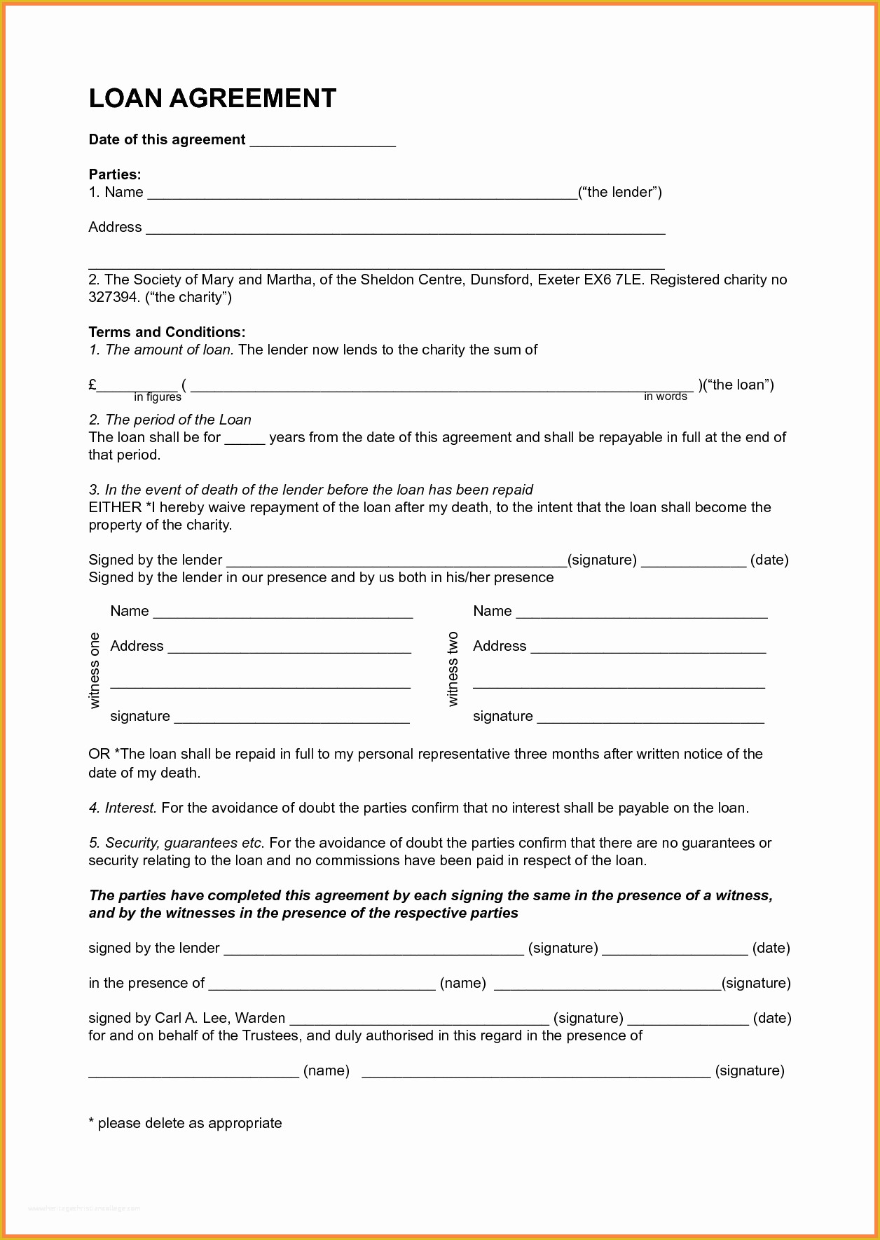 Unsecured Loan Agreement Template Free Of 7 Template Loan Agreement Between Family Members