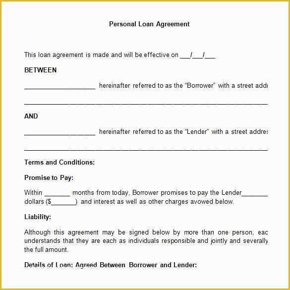 Unsecured Loan Agreement Template Free Of Free Personal Loan Agreement In Word 26 Great Loan