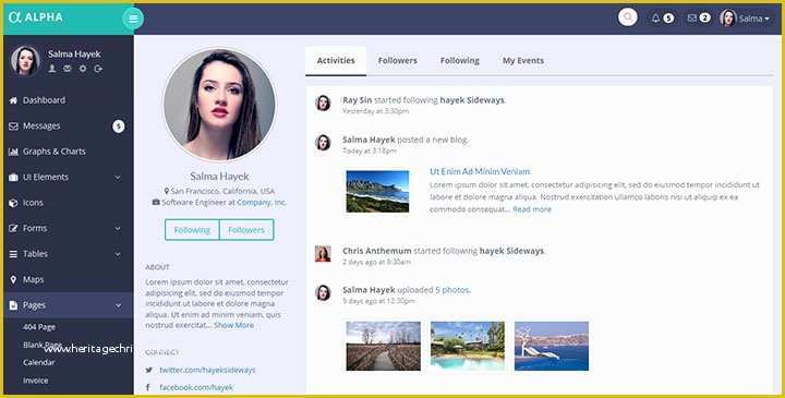 User Profile Website Template Free Of Alpha – Bootstrap Admin Dashboard Template