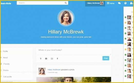 User Profile Website Template Free Of Clean Note Bootstrap HTML Css social Network Template