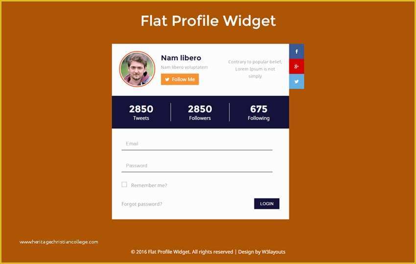 User Profile Website Template Free Of Flat Login forms 5 33 W3layouts