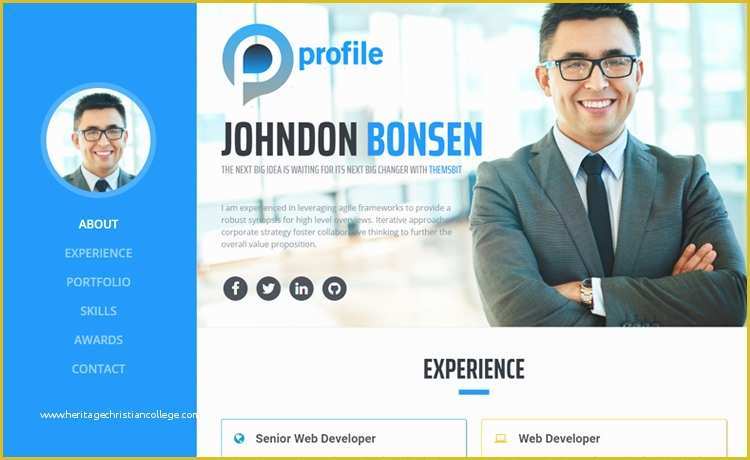 User Profile Website Template Free Of Free E Page Bootstrap Portfolio Website Template