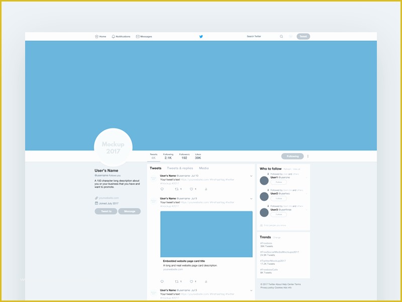 User Profile Website Template Free Of Free Twitter Mockup