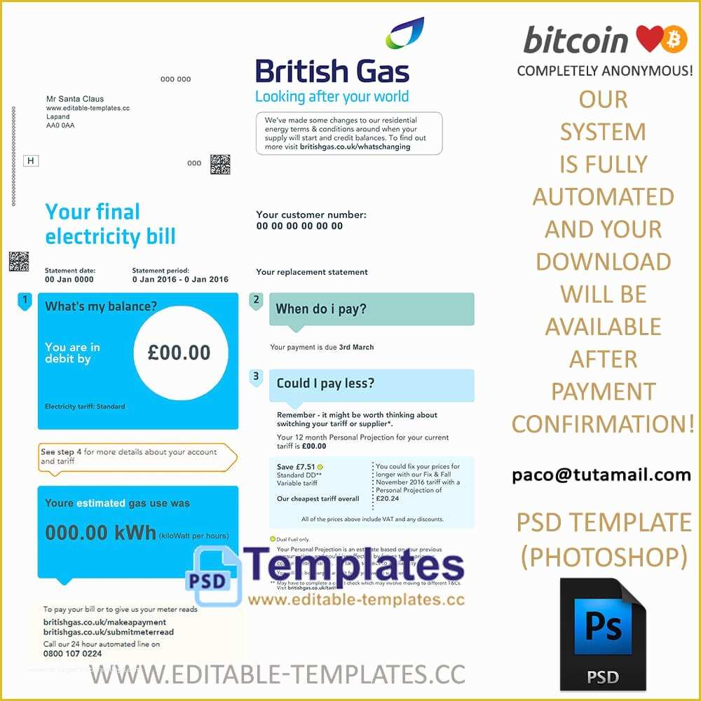 Utility Bill Template Free Download Of Fully Editable British Gas Bill Psd Template