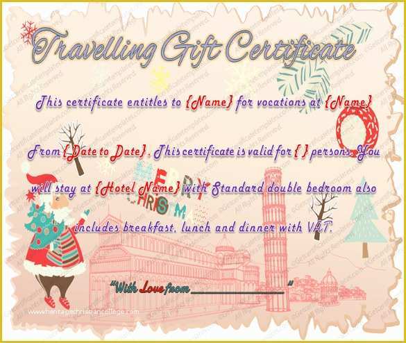 Vacation Gift Certificate Template Free Of 9 Travel Gift Certificate Templates Doc Pdf Psd