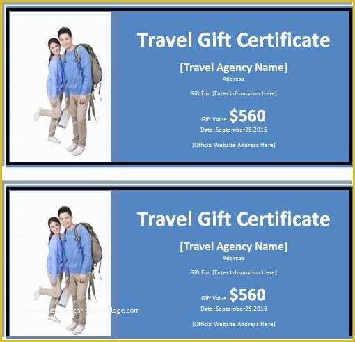 Vacation Gift Certificate Template Free Of Ms Word Travel Gift Certificate Template