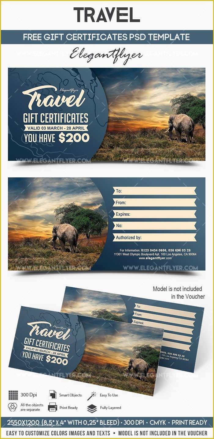 Vacation Gift Certificate Template Free Of Travel – Free Gift Certificate Psd Template – by Elegantflyer