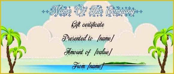 Vacation Gift Certificate Template Free Of Vacation Gift Certificate Template 34 Word Psd Files
