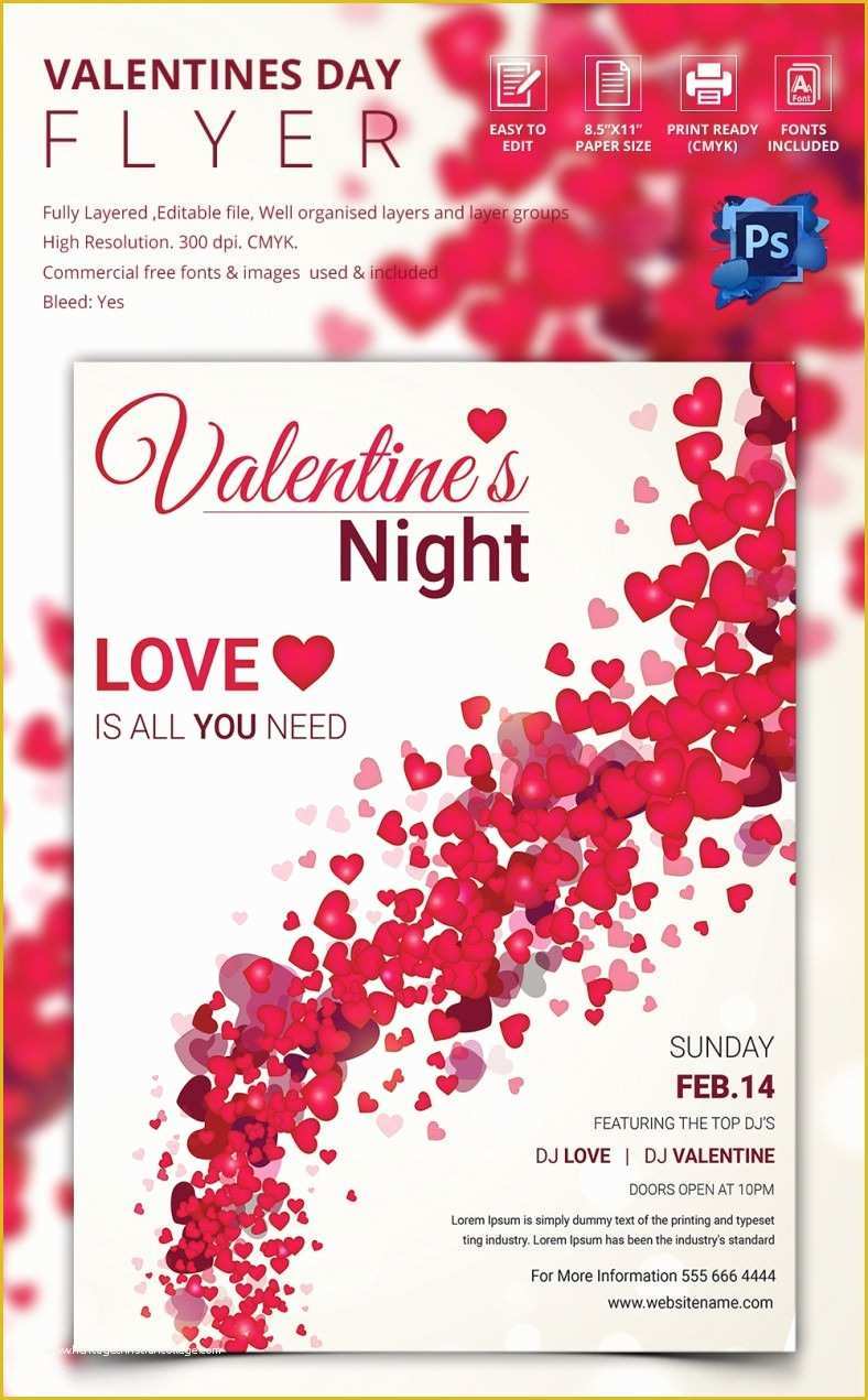 Valentine Flyer Template Free Of 53 Fabulous Psd Valentine Flyer Templates & Designs