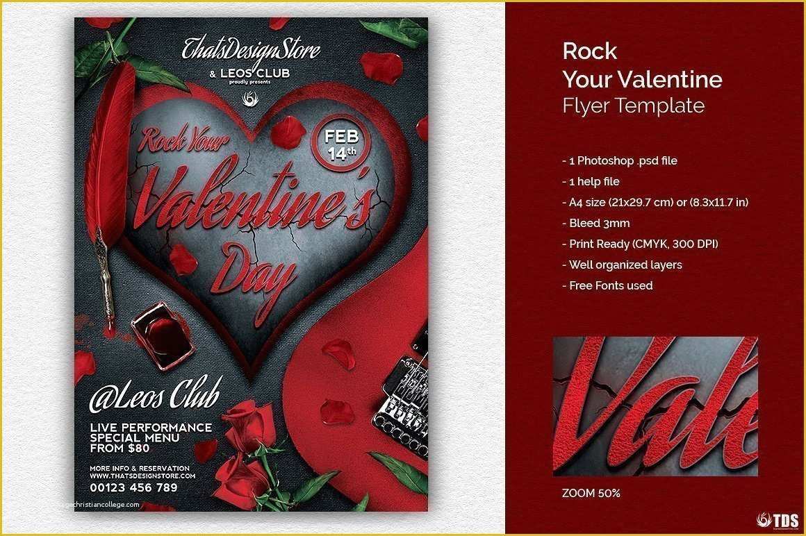 Valentine Flyer Template Free Of Rock Your Valentine Flyer Template Design for Photoshop