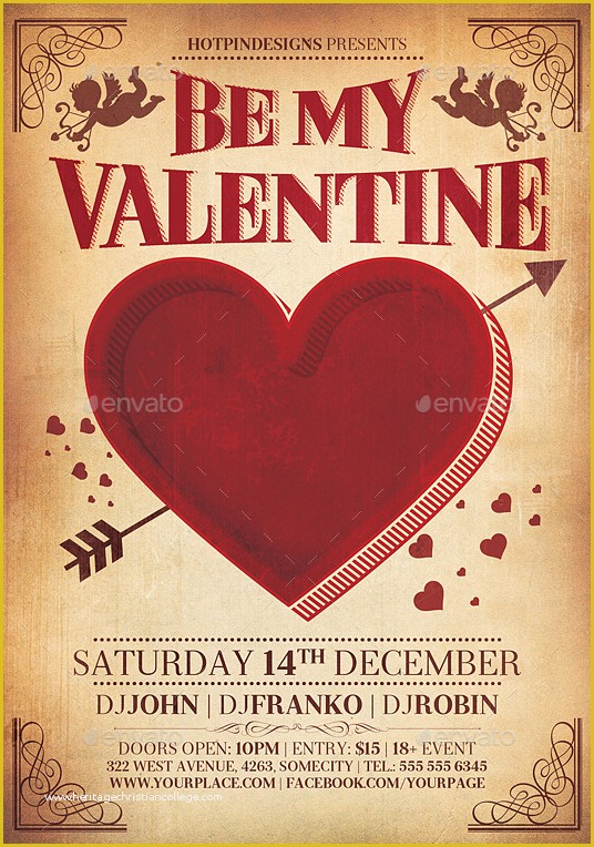 Valentine Flyer Template Free Of Vintage Feel Valentine Day Flyer Template