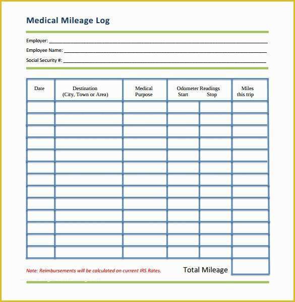 Vehicle Mileage Log Template Free Of 13 Sample Mileage Log Templates to Download