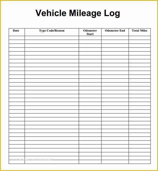 Vehicle Mileage Log Template Free Of 13 Sample Mileage Log Templates to Download