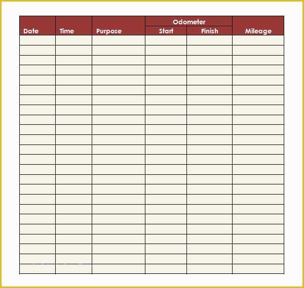 Vehicle Mileage Log Template Free Of 13 Sample Mileage Log Templates to Download