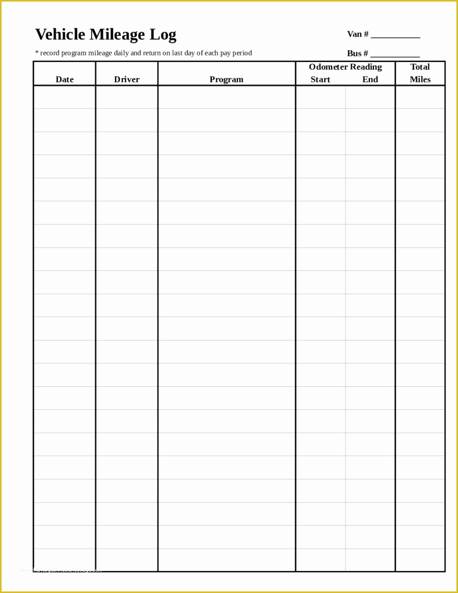 Vehicle Mileage Log Template Free Of 2019 Mileage Log Fillable Printable Pdf & forms