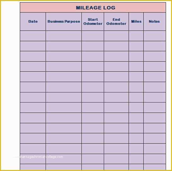 Vehicle Mileage Log Template Free Of 30 Printable Mileage Log Templates Free Template Lab