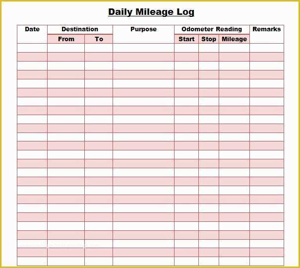 Vehicle Mileage Log Template Free Of 30 Printable Mileage Log Templates Free Template Lab