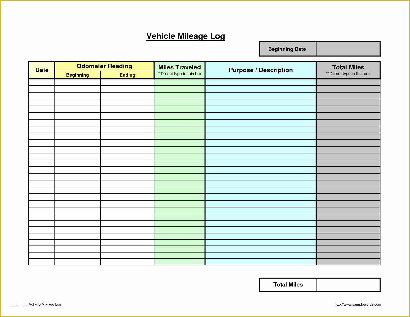 Vehicle Mileage Log Template Free Of 4 Auto Mileage Log