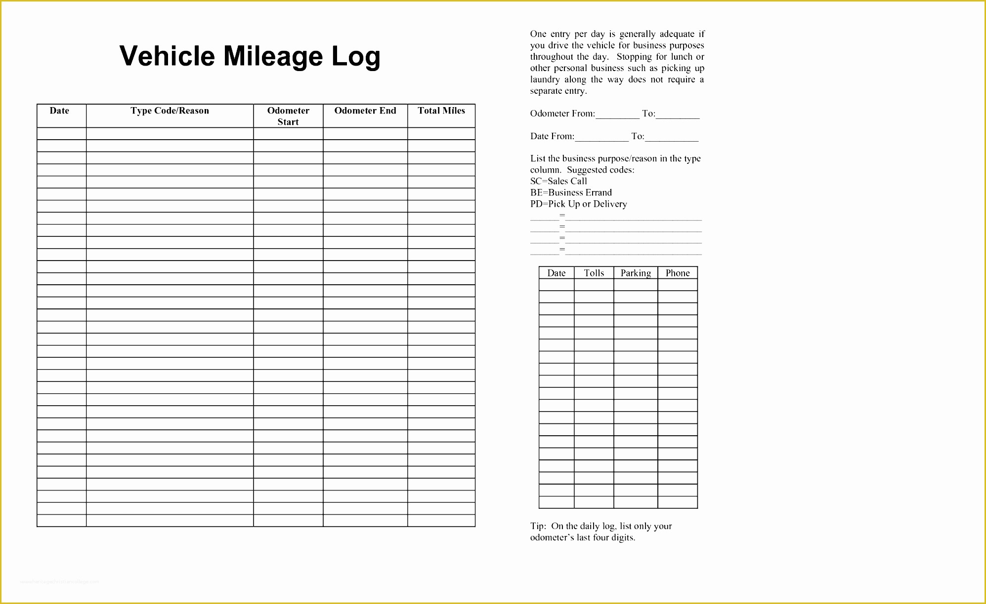 Vehicle Mileage Log Template Free Of 6 Truck Mileage Log Template Sampletemplatess
