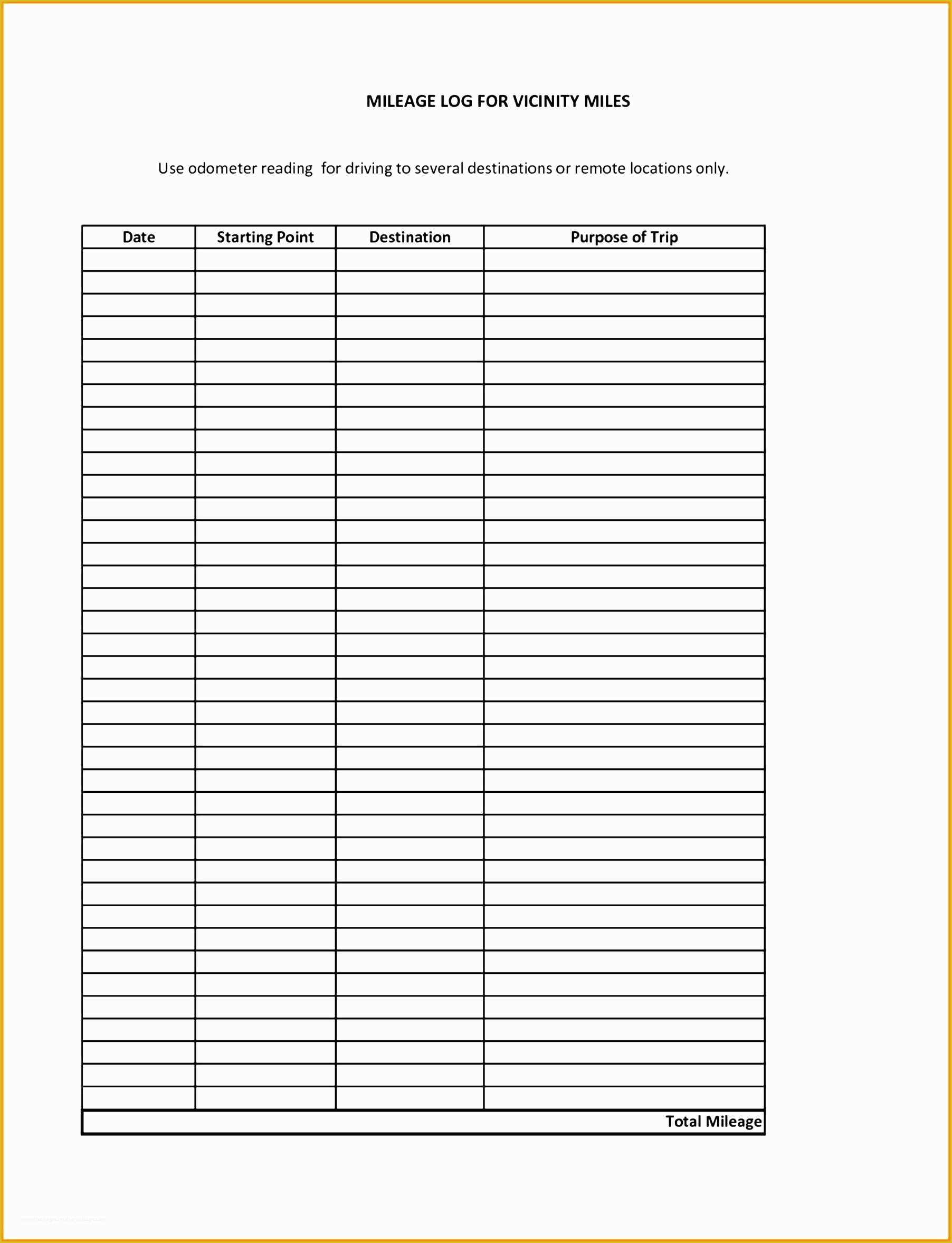 Vehicle Mileage Log Template Free Of 6 Vehicle Mileage Log for Free Sampletemplatess