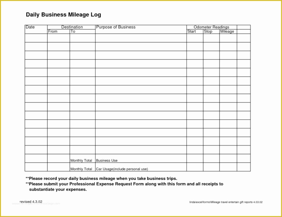 50 Vehicle Mileage Log Template Free