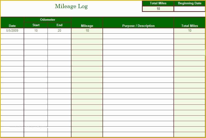 Vehicle Mileage Log Template Free Of 8 Best Of Monthly Mileage Log Template Printable